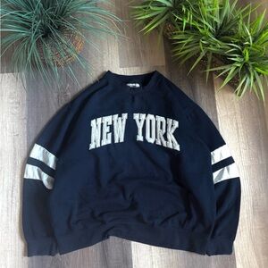 Vintage New York Varsity Sweatshirt Retro Crewneck Pullover Men Cotton Sz XL